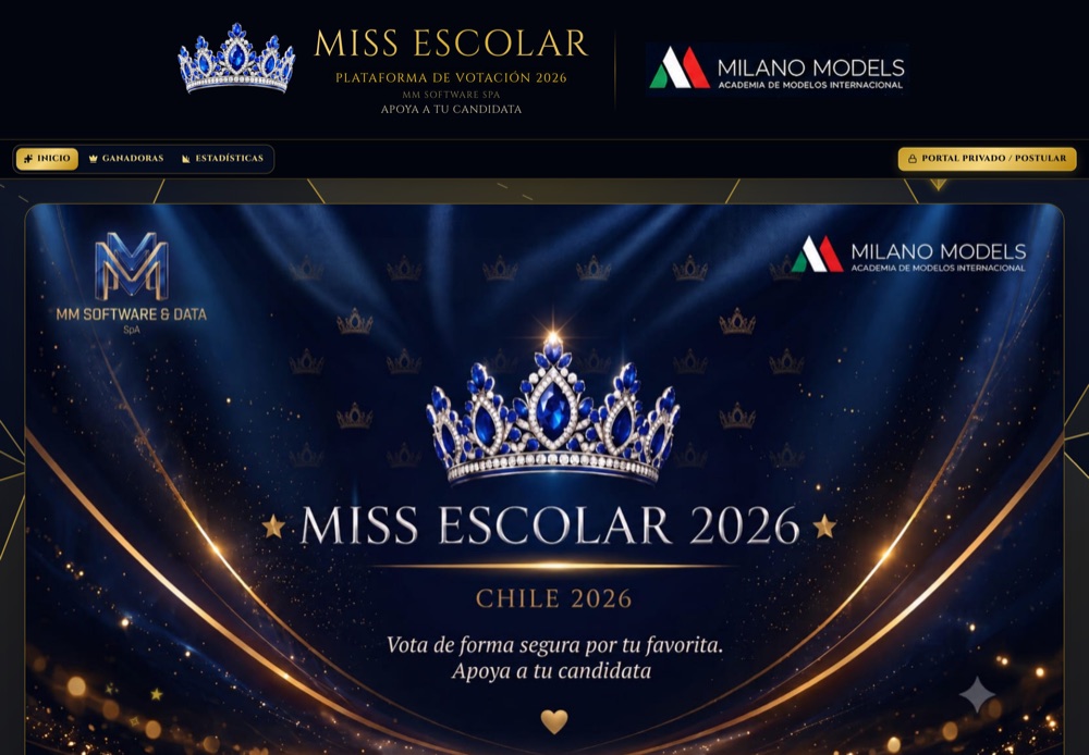 Captura de la página de inicio de Miss Escolar
